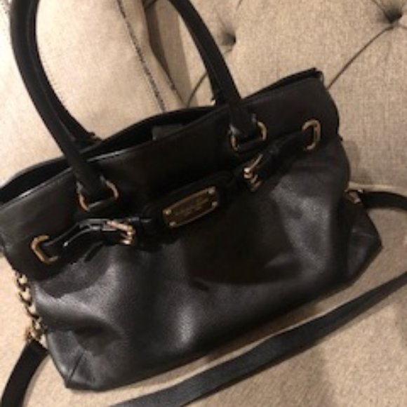 Michael Kors Hamilton Satchel Pebble Leather black bag - Picture 2 of 4